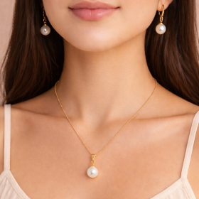 Lunara | Pearl Jewelry Set (Necklace + Earring)